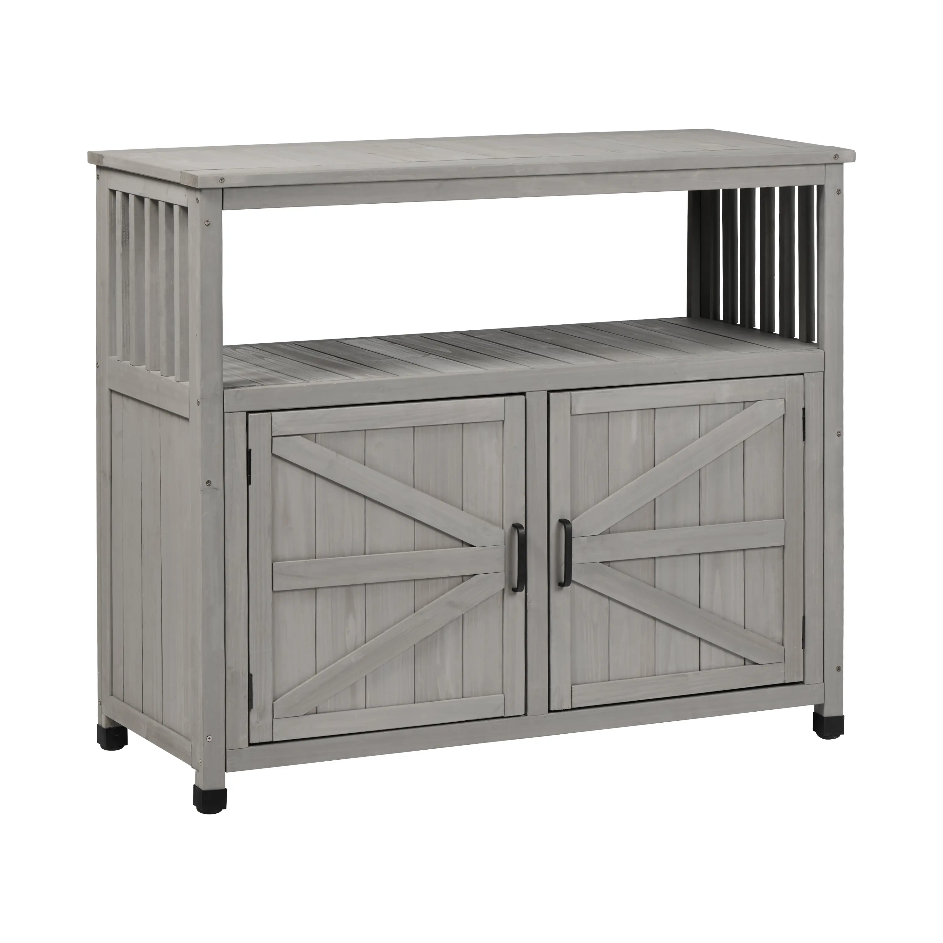 Mederlo Wooden Patio Bar Table Set with Storage, Buffet Cabinet Sideboard for Outdoor and Indoor