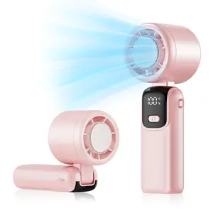 HappyGoo portable handheld turbo fan with 100 speed settings, digital display, 120° rotation, USB charging, mini handheld personal fan.Suitable for travel, indoor use, and office desk usage, High Speed Fan