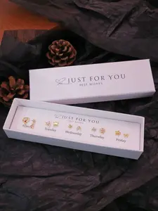 10-Piece Four-Leaf Clover Nose Stud Set, Brass, Synthetic Zircon & Artificial Zircon, Floral Pattern Jewelry Gift Box, Boho Fashion Accessory for Women, Body Jewelry, Nose Ring Jewelry, Nose Rings Set