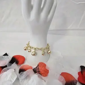 Gold 14k Laminated Manilla with Balloons and Heart Charm Bracelet for Personal or Gift Use - Snack