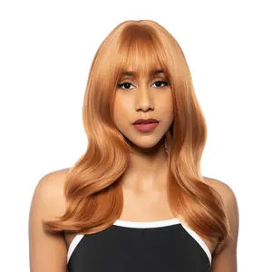 'Pumpkin Spice' 17-inch Sunkissed Ginger Golden Blonde Blend (Dominantly Orange, Blonde Tones) Layered Waves Synthetic Wig | 【Heat Resistant】【Cap Included】 | *Video Exclusive* FSGA