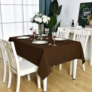Brown Rectangle Tablecloth Waterproof Stain Resistant Wrinkle Free Table Cloth 210GSM Polyester Wipeable Table Cover for Party, Banquet, Indoor and Outdoor-Square/Rectangular