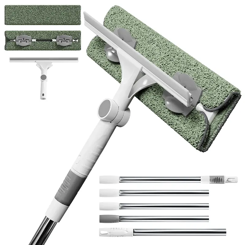 84-in Professional Window Washing Kit with Extension Pole & Handle, Window Cleaner Squeegee for High/Outdoor Surfaces, Includes 2 Microfiber Cloths, With Handle Cleaning Glass Brush Extendable Household Lightweight Pad Rubber Scrubber