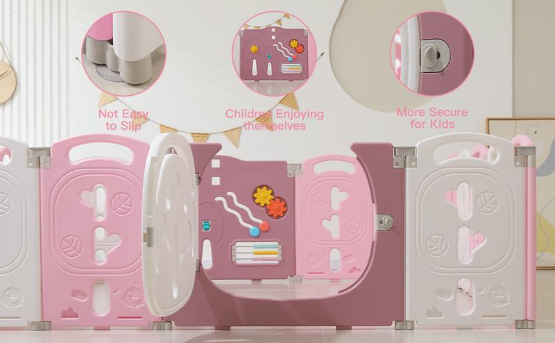 Baby Playpen,Foldable Playpen for Babies and Toddlers,Kids Activity Centre Safety Play Yard,Safety Gates for Indoor&Outdoor,Toddler Fence Play Area,Portable, Educational, 18 Panels