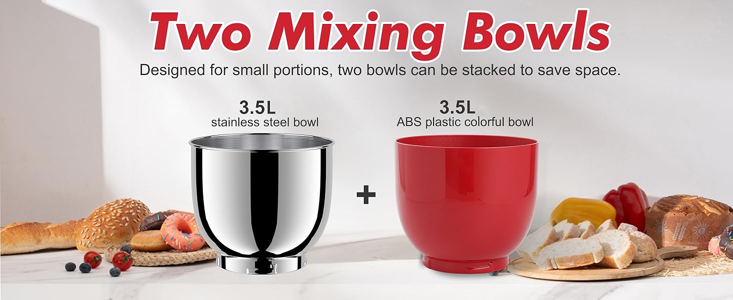 Kitchen in the Box 3.5QT Compact Stand Mixer with 2 Bowls, 10-Speed Tilt-Head Kitchen Electric Mixer for Baking, Dough, Cooking Kitchen in the Box 3.5QT Compact Stand Mixer with 2 Bowls, 10-Speed Tilt-Head Kitchen Electric Mixer for Baking, Dough, Cooking