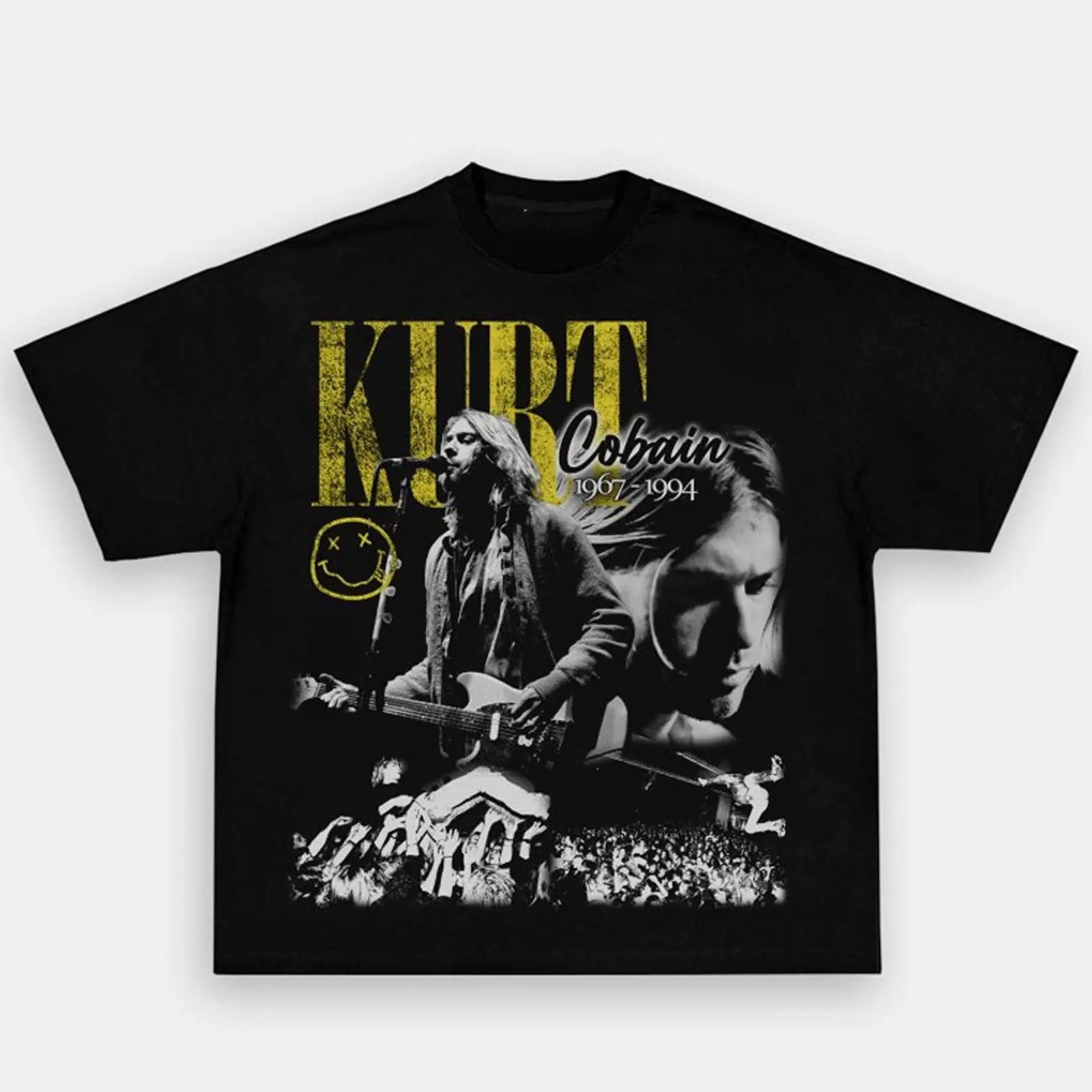 Nirvana Smiley Face Graphic Tee, Vintage Grunge Rock T-Shirt, Classic Band Fan Apparel, Music Lover Gift T080134