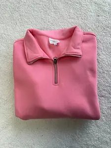 Rose Pink Basic Blank Quarter-Zip Sweatshirt