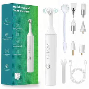 Professional Dental Polisher Teeth Cleaner Teeth Grinder with LED Light 5-Speed Button for Daily Cleaning, Polishing and Whitening Teeth Polishing Kit, USB Charging Dental Polisher with LED Light Teeth Whitening Device