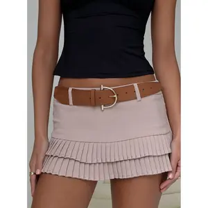 Runey Faux Suede Belt Brown / Gold