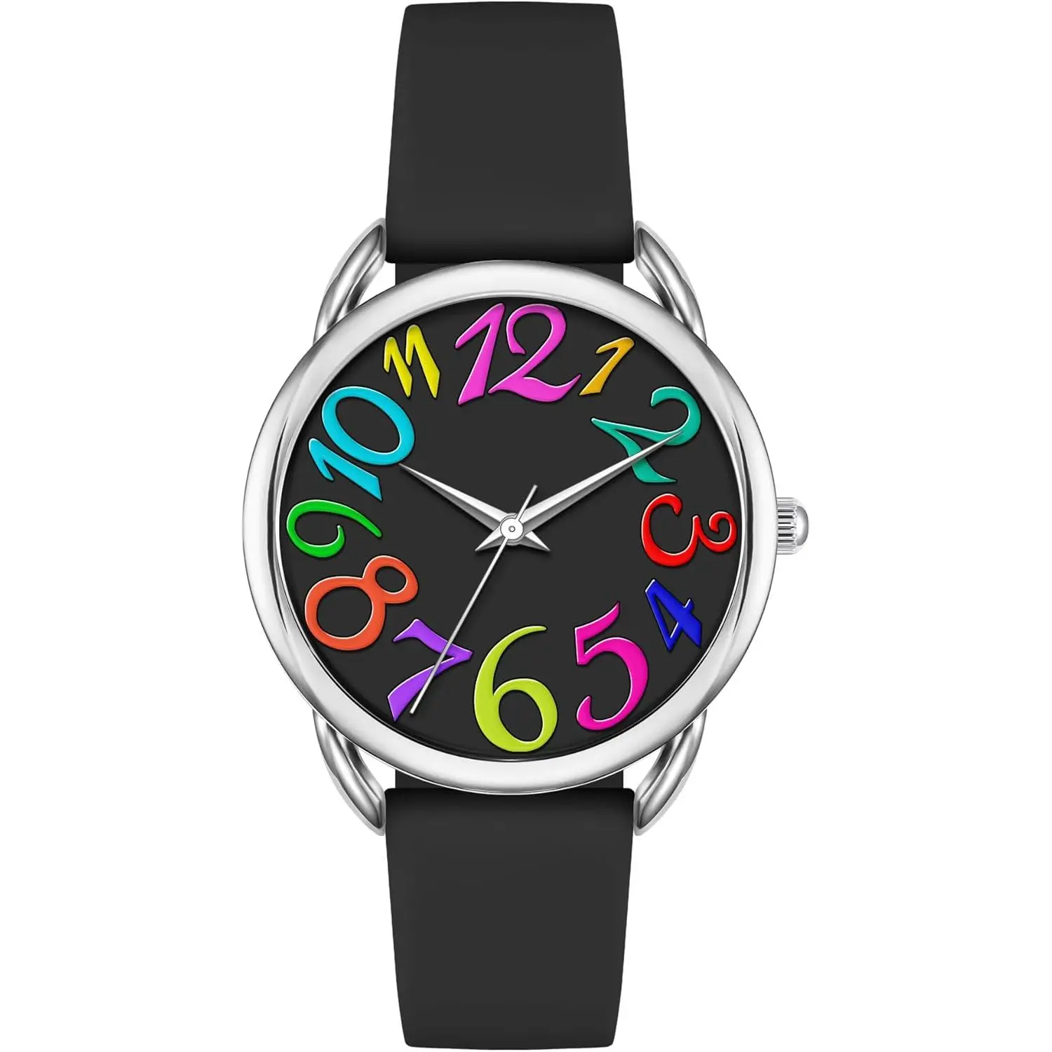 *WWA-PP  38MM Women Watch Big Arabic Numbers Dial Easy to Read Watch