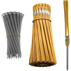 Playing Field Marking Whisker 6 Inch Property Line Markers with Lightweight Aluminum Stakes for Ground Survey Construction Trail Markers Yellow 25 Pack