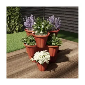 Pure Garden 3-Tier Stacking Flower Pots Pure Garden 3-Tier Stacking Flower Pots