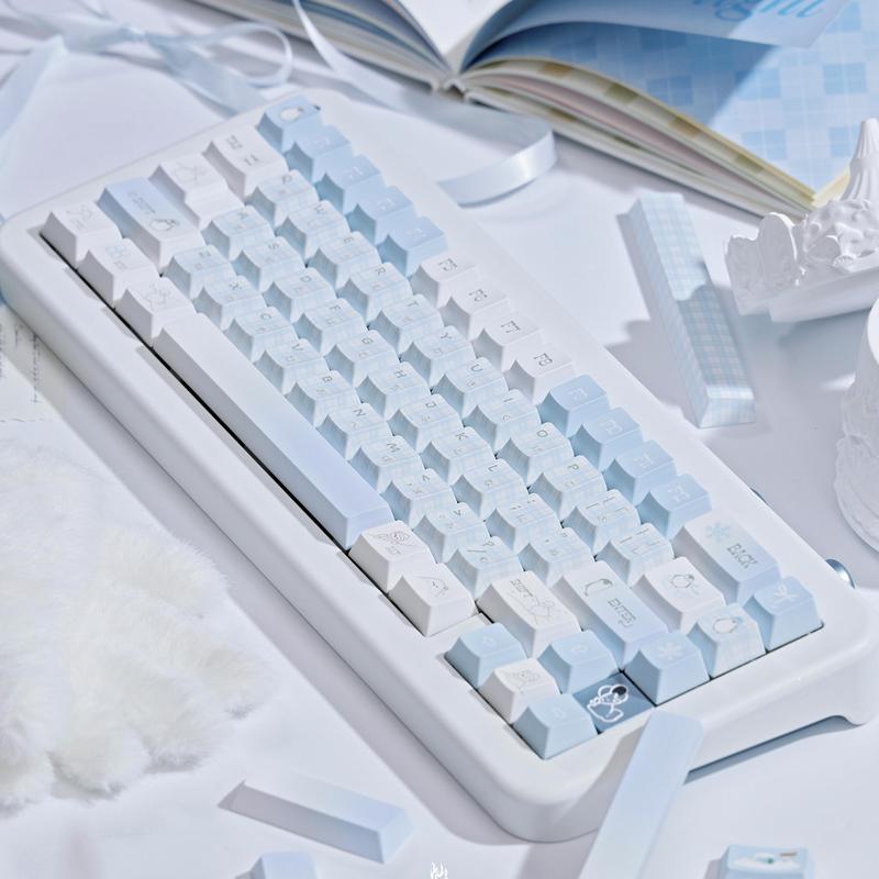Ergonomic keycaps COOMICKEY Creamy Keycaps Set 145 Keys PBT Dye Sublimation Snowman Shape Blue Custom Keycap for 61/64/87/104/108 Cherry MX Switches ISO ANSI Layout Mechanical & Gaming Keyboard