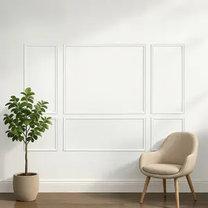 VEVOR Wall Molding 3 Pack, Wainscoting Panels Kit, Lightweight Paintable Polystyrene, Easy to Install Accent Wall Trim for Interior Décor Living Room, Bedroom, Home, White (23x56.3 + 23x23 in)