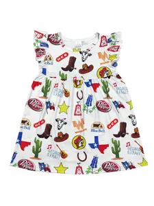 Cute Flag Cactus Print Girls Dress