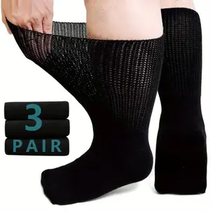 3 Pairs of Widened and Enlarged Seamless Boat Socks, Suitable for Men and Women with Swollen Feet, Elderly People, Comfortable and Breathable, Suitable for Daily Wear, Ultra Wide Comfortable Socks | Polyester Blended Socks,