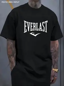 Men's Summer Casual T-Shirt, Geometric Print, Round Neck, Short Sleeve, Slight Stretch, Knit Fabric, Fashion Sportswear