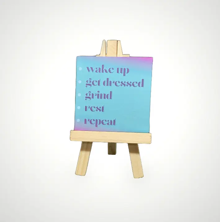 Modern Mini Desktop Canvas w/Wooden Easel