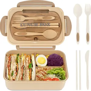 33.81 Oz Lunch Box for Adults Kids 3 Compartment Leakproof Bento Container with Utensils Microwave Safe School Office Lunch Container