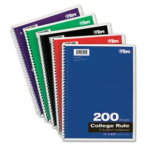 Tops Wirebound 5-Subject Notebook College Rule 11 x 8-1/2 White 200 Sheets/Pad Tops Wirebound 5-Subject Notebook College Rule 11 x 8-1/2 White 200 Sheets/Pad