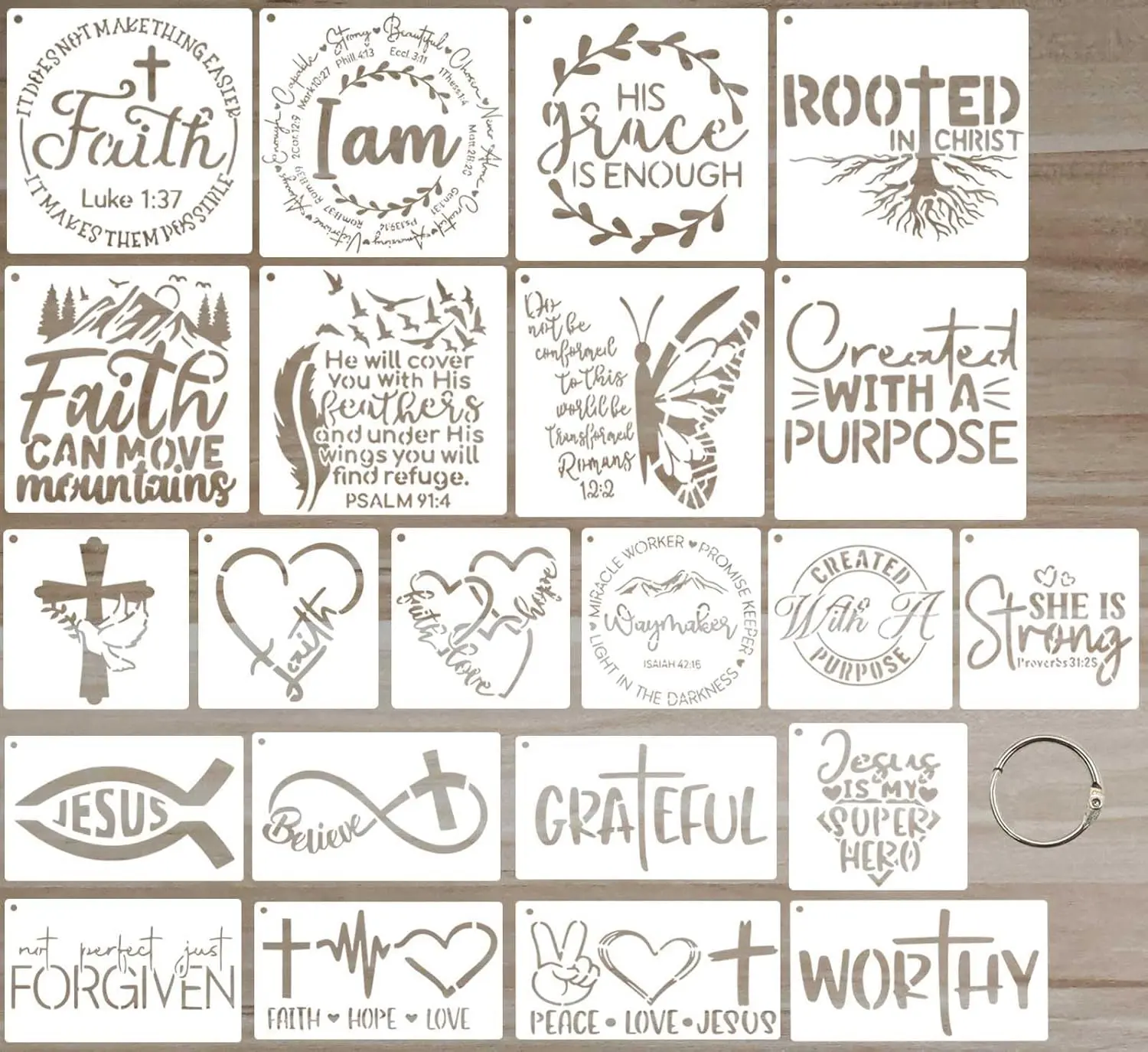 22 count Christian Stencils for Painting Crafts  Motivational  Verse  Stencil Drawing Religious Template for  Sign Fabric Canvas DIY Farmhouse  Office Decor