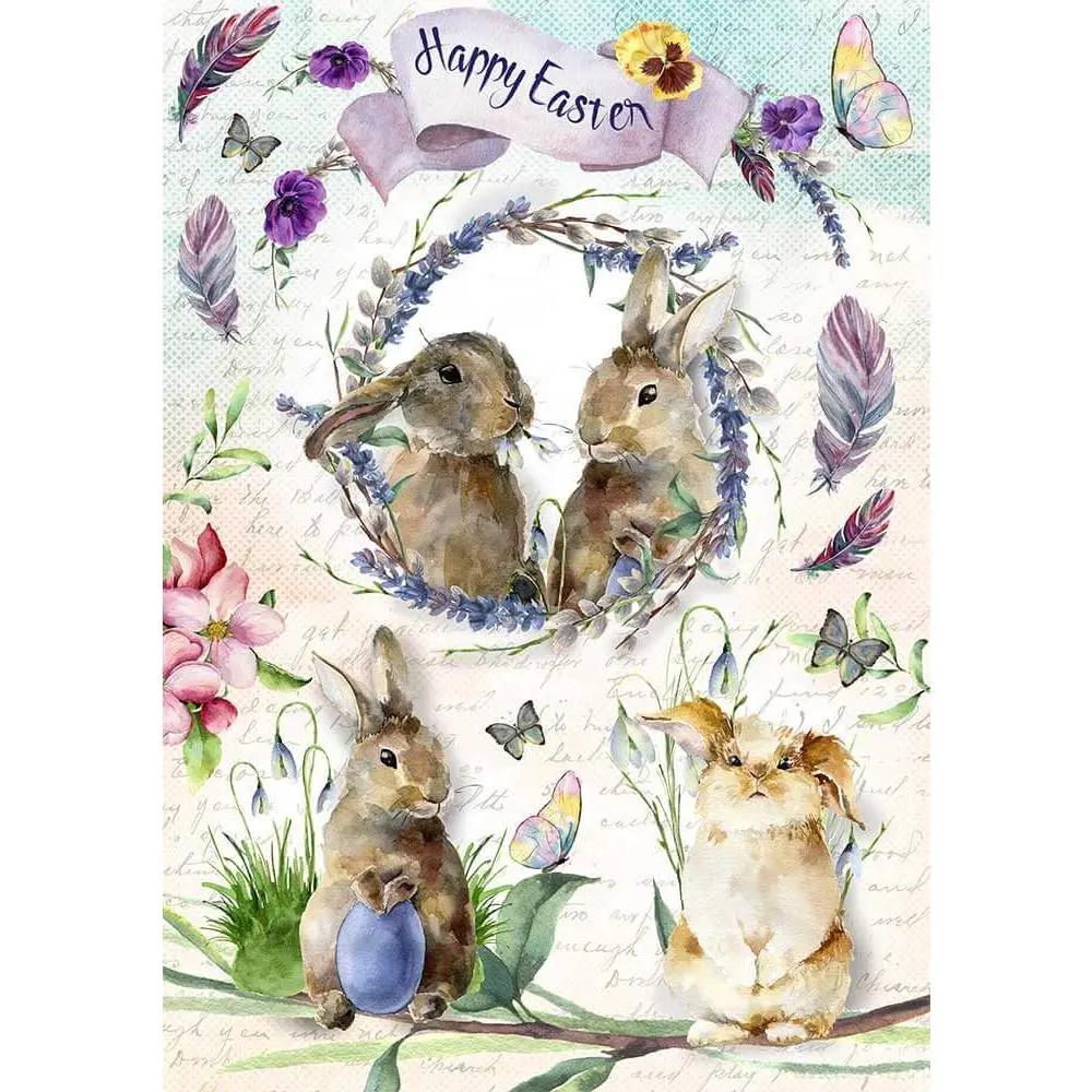 Happy Easter Bunnies Rice Paper