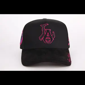L.A. BLACK AND PINK Cap with Pink Logo Design on Black Background