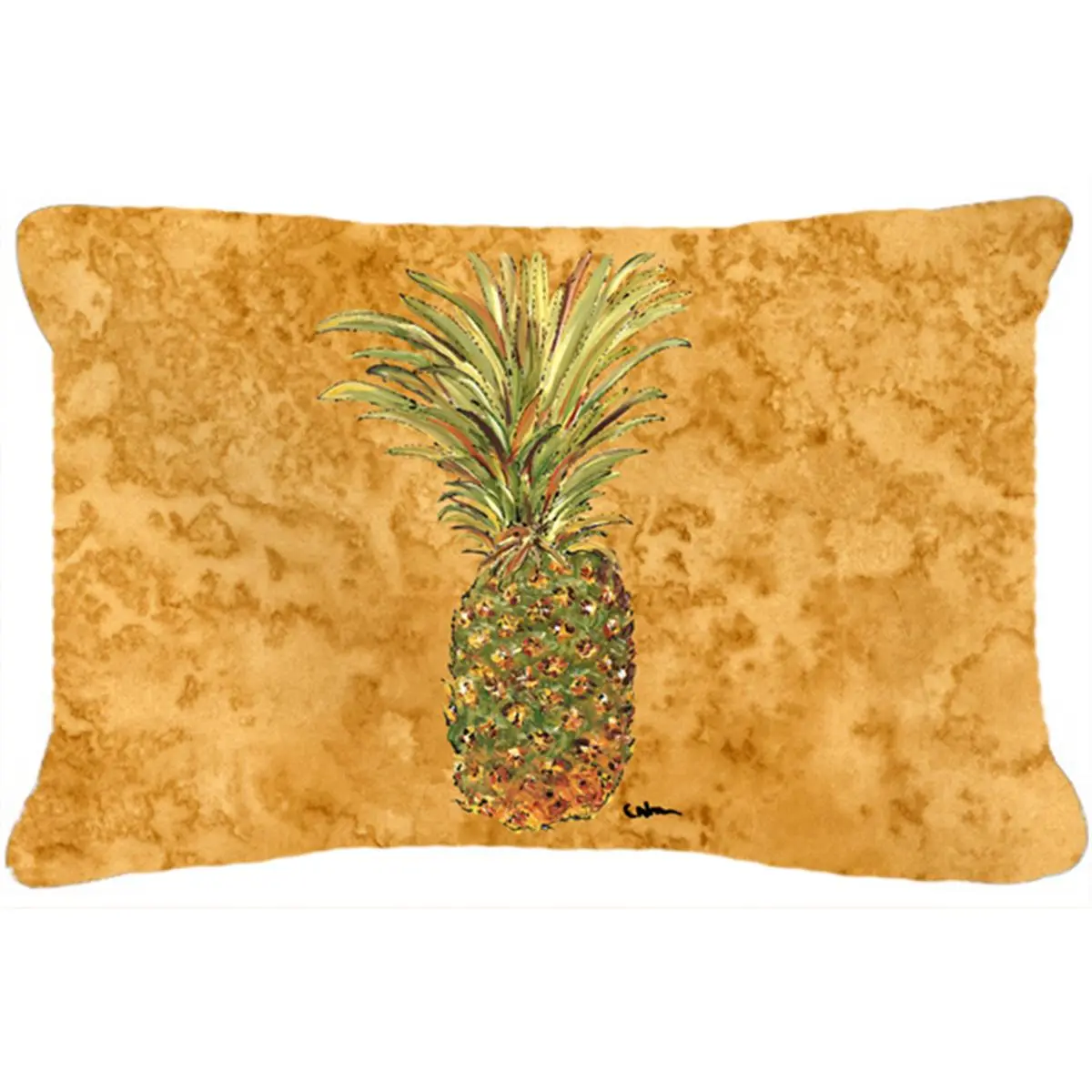 Pineapple Decorative Pillow, Tropical Handmade Craft 12x3x16" Polyester Pillow, Fade-Resistant Indoor & Outdoor Fabric, All-Seasons Furniture Accessory for Garden & Outdoor Sofas