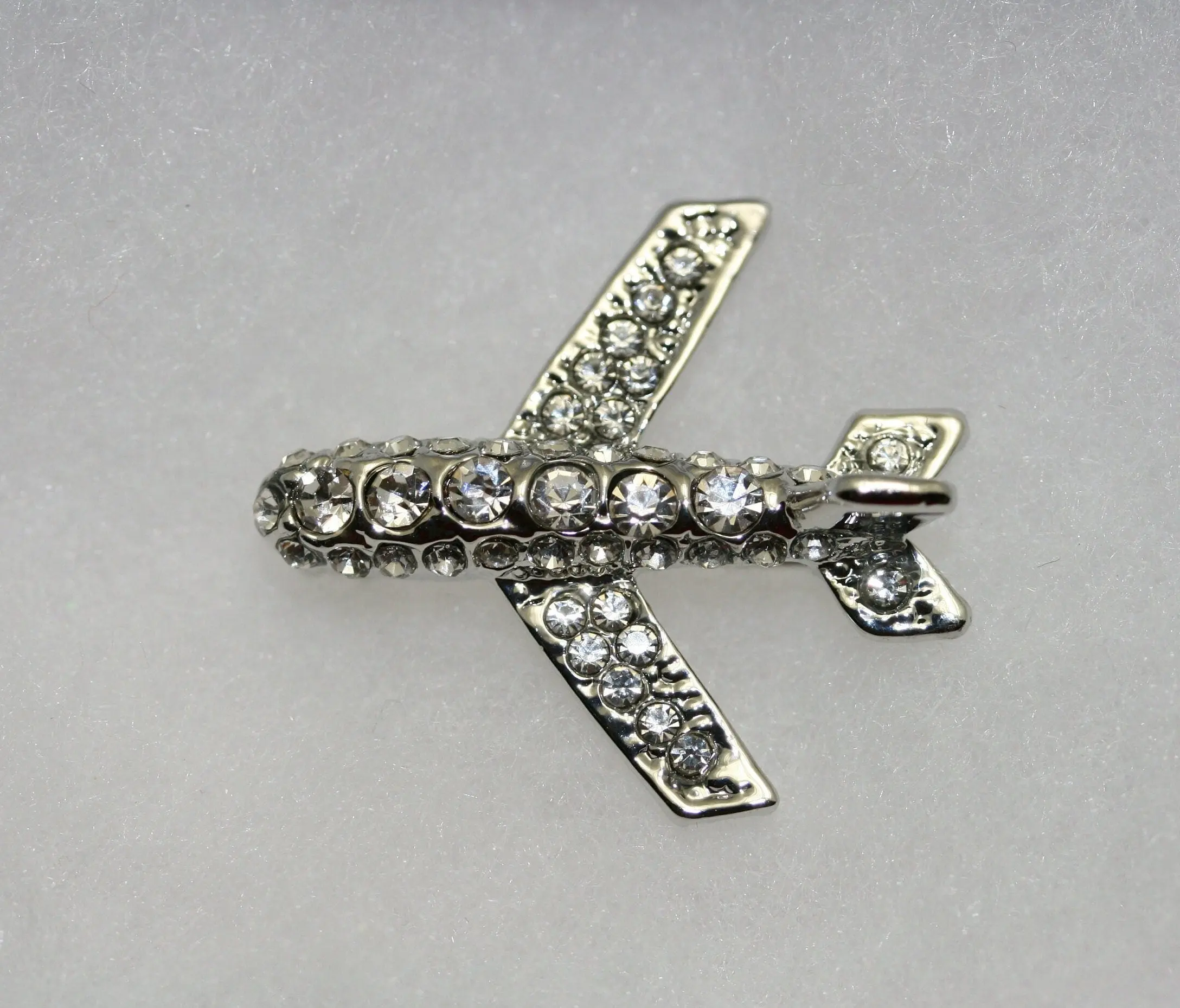 Jet Airplane Flight Brooch in Sparkling Cubic Zirconia, 1.25 in Crystal Rhinestone Accessory for Uniforms, Aviation Themed Gift, Vintage, Fun Gift For A Pilot, Sparkling Crystal Rhinestone, Crystal Stones