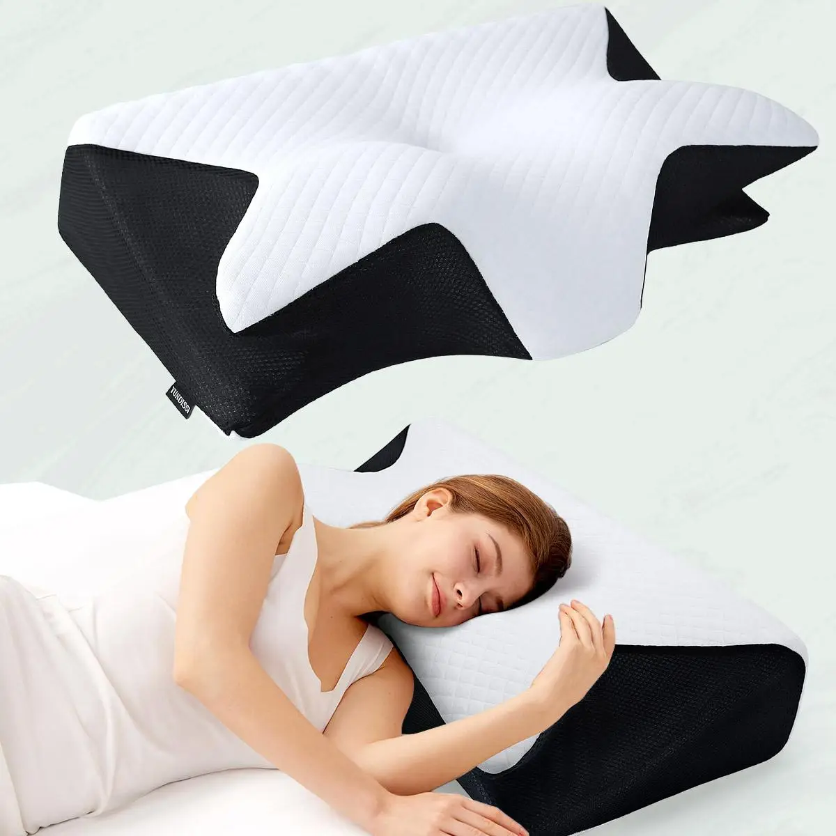 Sleep Neck Pillow, Soft Comfortable Breathable Pillow, Room Accessories Skin-friendly Memory Cotton Body Contour Design Deep Pillow for Side, Back and