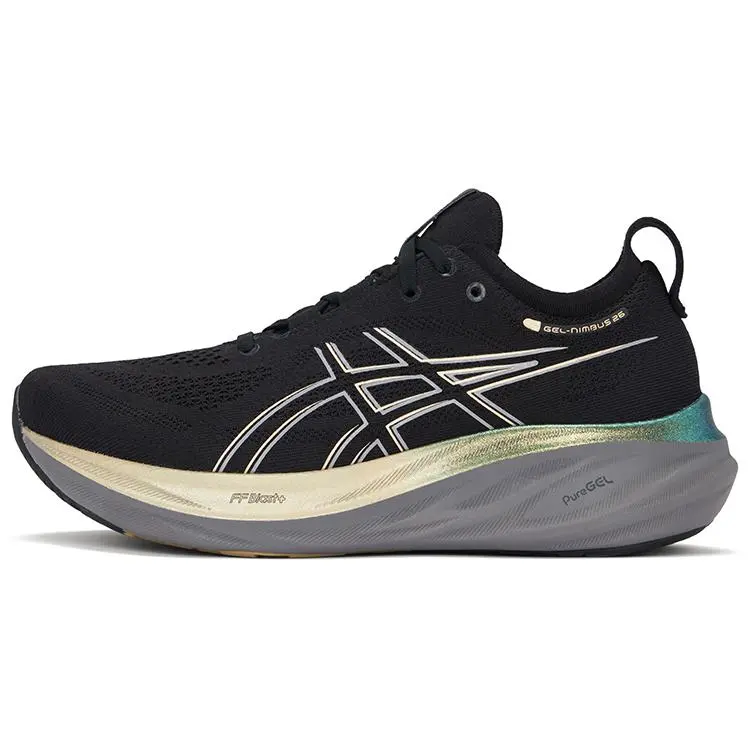 ASICS GEL Nimbus 26 Platinum Black Champagne Comfort Low Top Commuter Running Shoes Men's 1011B922-001