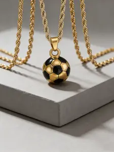 1pc Men’S And Women’S Football Chain Stainless Steel, Cool Sports Pendant Necklace For Teenagers, Exquisite Jewelry Gift, Gift For Husband Or Son