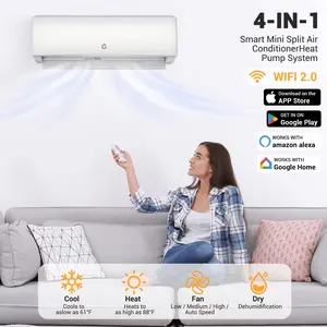 Garvee 9000BTU Wall Mini Split Air Conditioner & Heat Pump with 20 SEER2 High Efficiency, Ultra Quiet & Smart U-Shaped Window AC, 3-in-1 Cooling, 6 Modes, Sleep Function, Remote & Optional WiFi/App Control