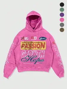 Men's Vintage Wash Hoodie, High Street Drop Shoulder, Sleeve/breast Print Design, Y2K Skateboard Style, Unisex Fall Winter Fashion