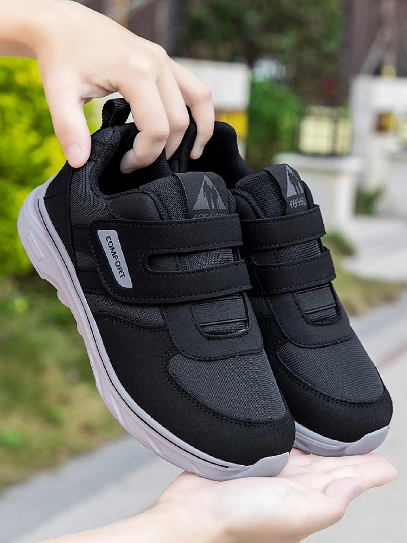 Men's Sporty Velcro Design Walking Shoes, Velcro Fastened Shoes, Casual Comfortable Breathable Sneakers, Fashionable Low Top Shoes for Daily Wear, Athletic Footwear