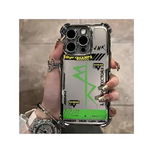 Cyberpunk Style Frame Pattern Phone Case  16 15 14 13 12 11 Pro Max X XR Xsmax 8 7 Plus Coated Anti-Drop Transparent Soft Back Case