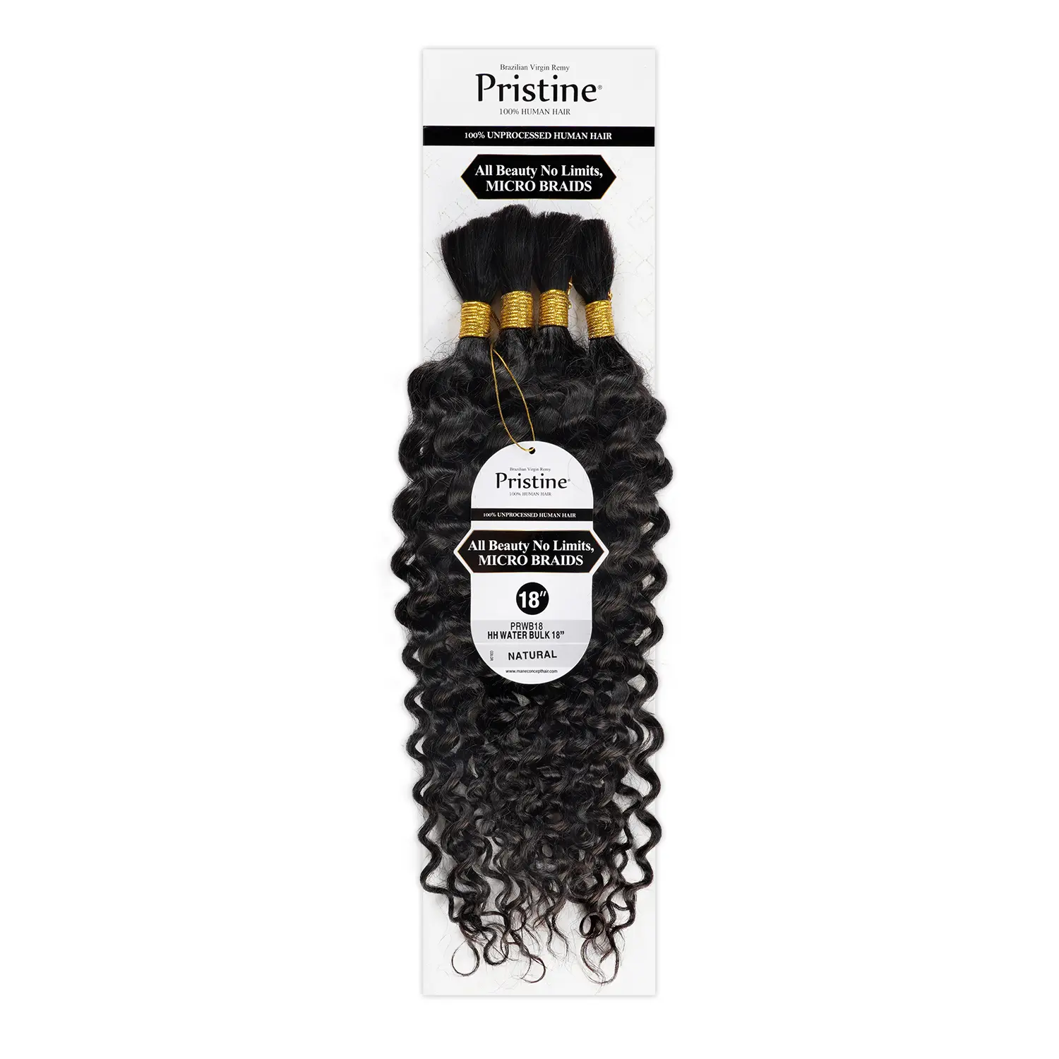 Mane Concept 18" Water Bulk Human Hair Extensions for Braiding, 100% Unprocessed Hair to Bleach & Customize, Itch-Free & Pre-Stretched for Longevity