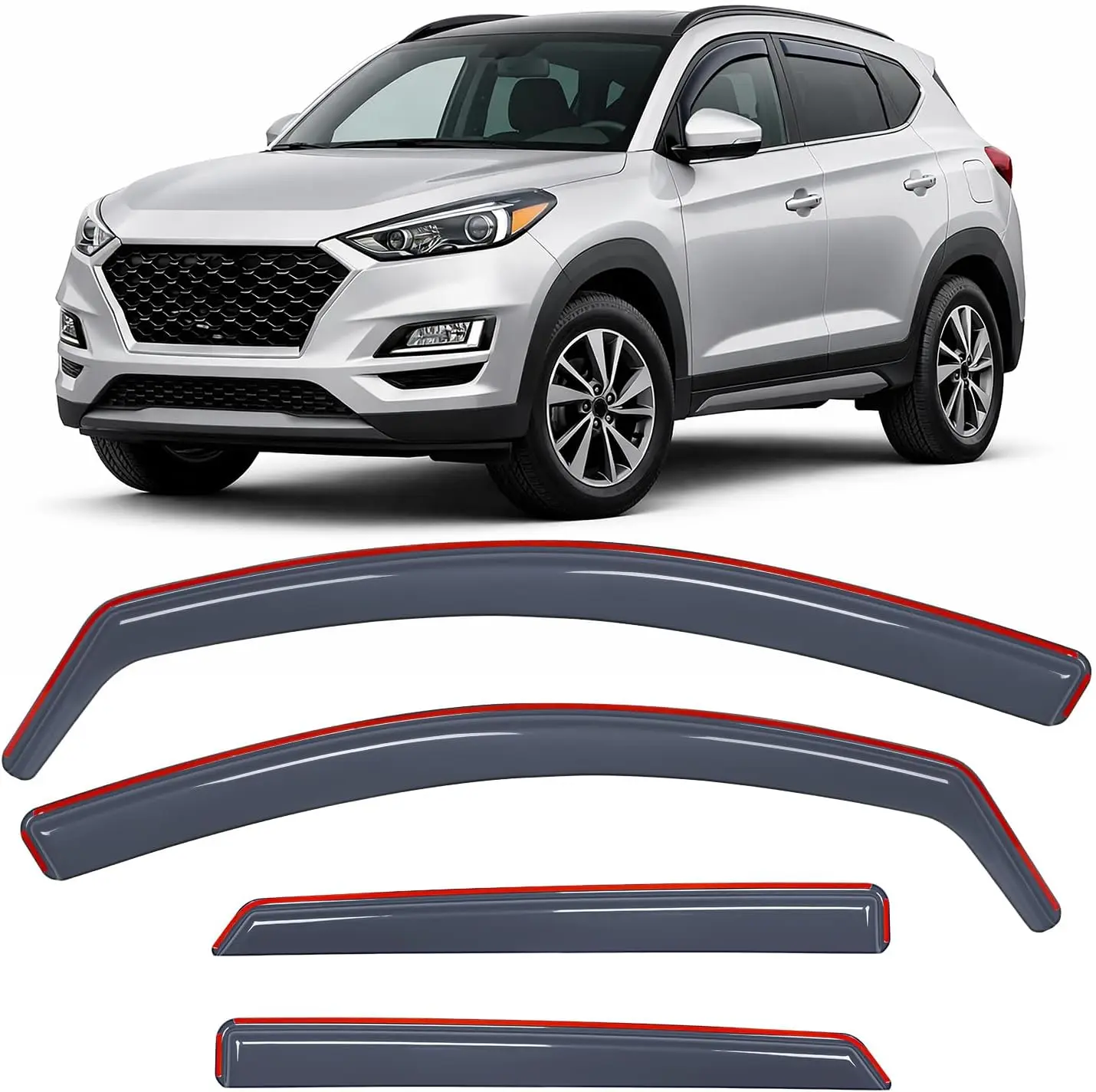 Nilight In-Channel Rain Guards for Hyundai Tucson 2016-2021, 4PCS Smoke Tinted Window Visors, Vent Shields with Fresh Air Ventilation & Rain Protection