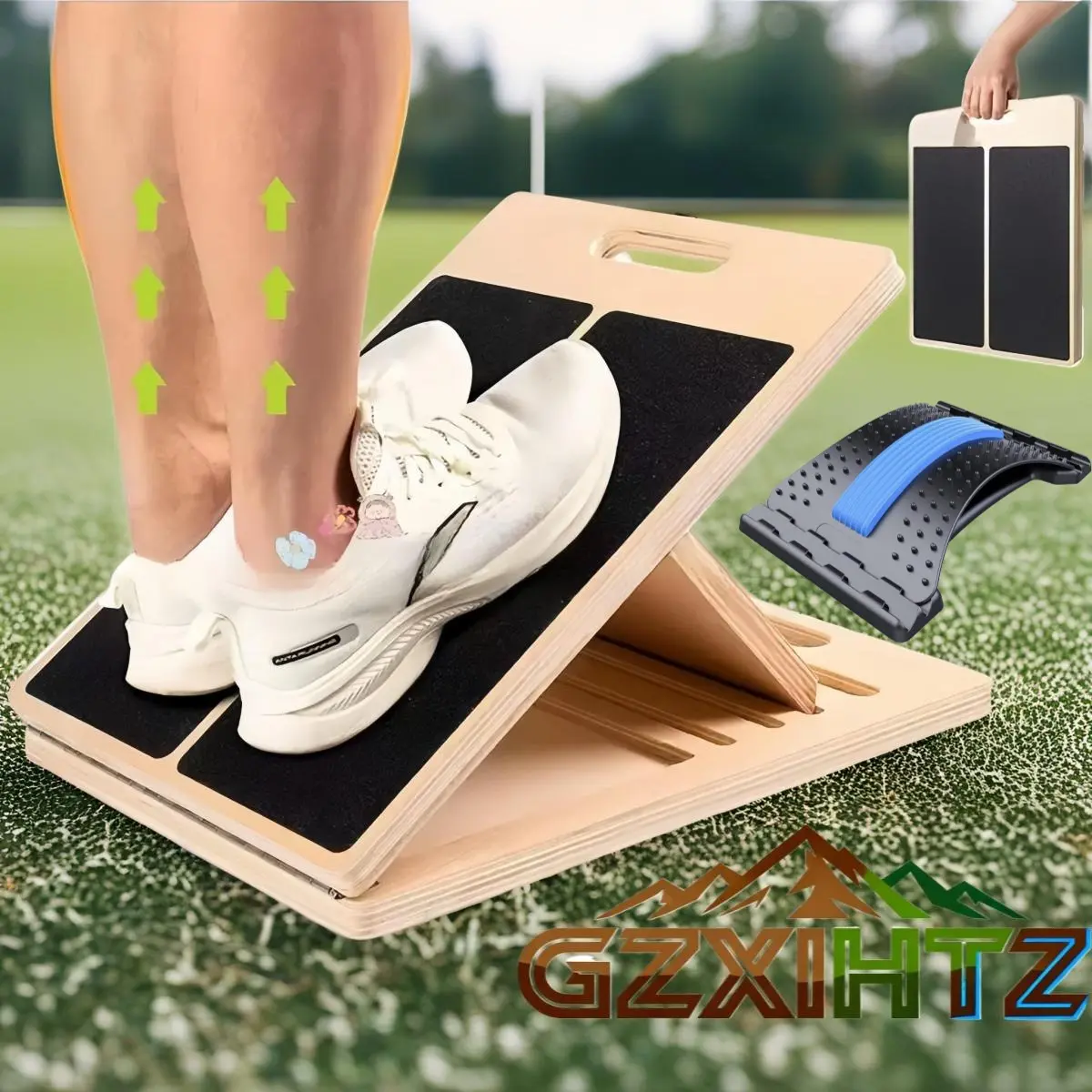 GZXIHTZ Wooden Slant Board & Calf Stretcher, 4-Level Adjustable Incline Board for Home Workout, Foldable & Portable with 300 lbs Capacity, Adjustable Incline Boards