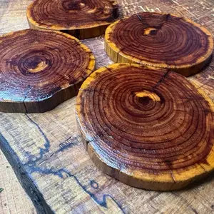 4 Pack Handmade Cedar Drink Coasters - Natural Wood Finish, Durable and Stylish Tabletop Accessories