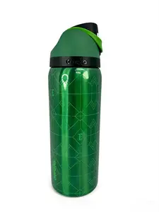 Owala 32oz Insulated Water Bottle | Emerald Green Geometric Print | Leak-Proof Flip Lid | Stainless  Drinkware Flasks  Mug Bottled Portable Pure Copper with Bag 24 oz Glass Juice and Straws handle   Stranger Things toddler Steel Tumbler blank hot romantic
