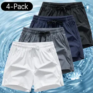 4-Pack Men's Lightweight Athletic Shorts - Breathable Quick-Dry Fabric, Elastic Waist with Adjustable Drawstring, Side Pockets. Perfect for Running, Basketball, Beach & Outdoor Sports.#SummerVibes