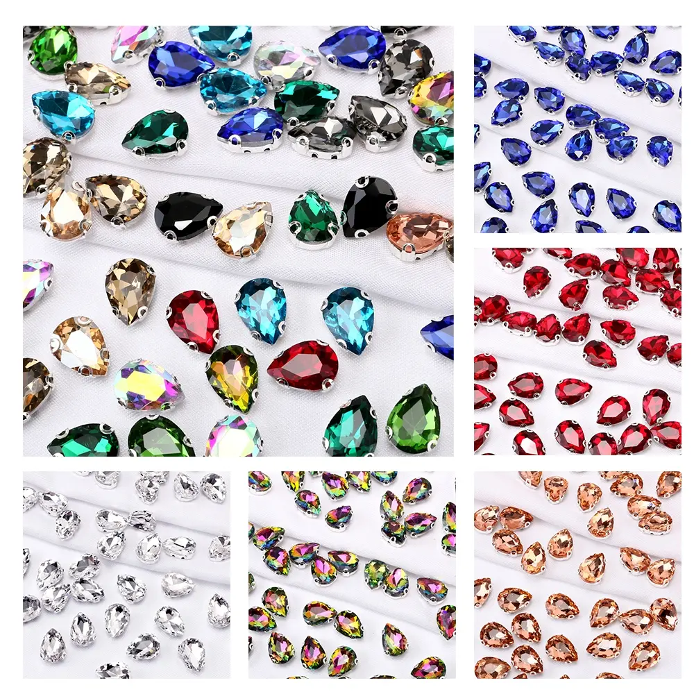 20PCS 1cm*1.4cm Water drop Hand sewing Non Hot Fix Glass Art Rhinestone, Crystal, Glitter Shiny Rhinestones, Bling Rhinestone Decoration, Diamond Flatback 3D Decorations Craft Accessories Crafters DIY Enthusiasts