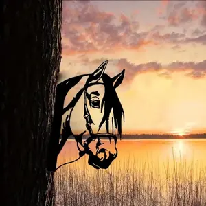Horse Silhouette Design Garden Decor, Iron Fence Ornament, Charming Garden Decor for Farmhouse Style & Outdoor Entertaining