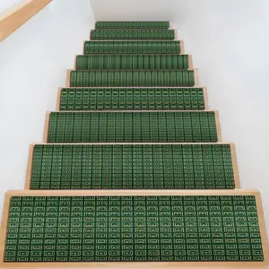 6/8/15 Piece Stair Mat Set, Ink Base Gold Pattern, Indoor Outdoor Non-Slip Carpet, Rubber Bottom, Perfect Home Decor, Kids Elderly Pet Friendly, Wooden Stair Non-Slip Carpet
