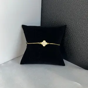 Women's Gold Plated Clover with CZ Bracelet - Fashion Jewelry