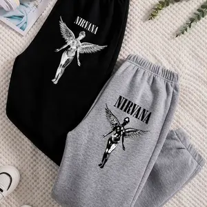 Vintage Nirvana Band logo Sweatpants, Cotton Graphic Sweatpants, Perfect Outfit For Outdoors, Menswear, Womenswear, Fit for Men and Women All Seasons Basics, Trending 26  L