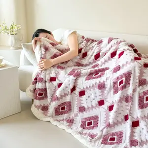 Luxurious Geometric Pattern Blanket, Ultra Soft Comfort, Perfect for Bed, Sofa, Napping, Winter Warmth, Home Decor Gift, All Seasons