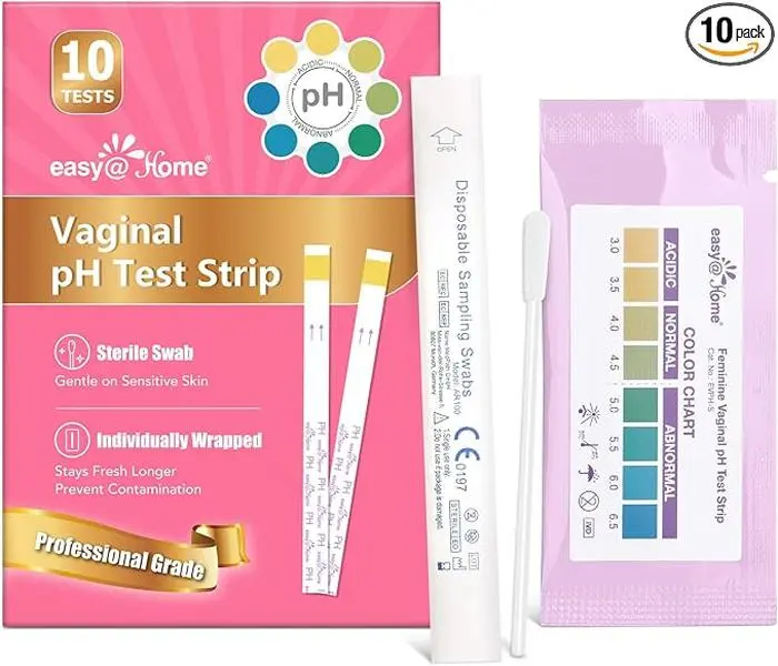 Easy@Home Vaginal pH Test Strips for Women | 10/30 Count Options, BV & Yeast Infection Test Kit at Home with Swabs