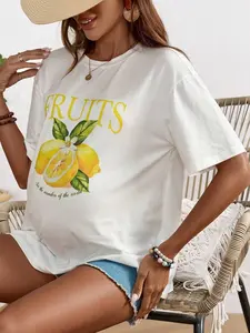 DAISY x Maternity Casual Loose Lemon Printed T-Shirt For Vacation